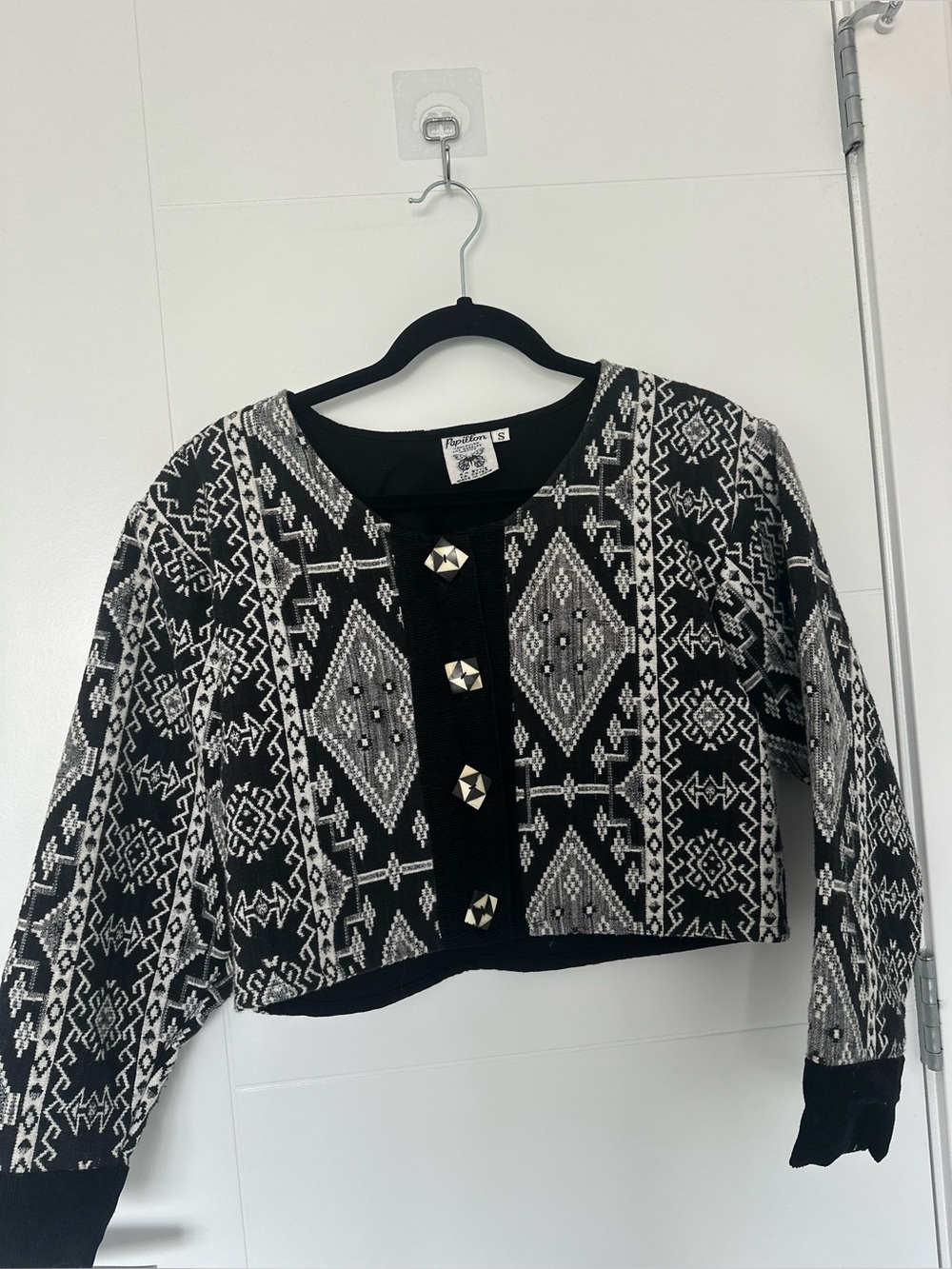 Papillon Southwestern Crop Pattern Jacket 100% Cotton S